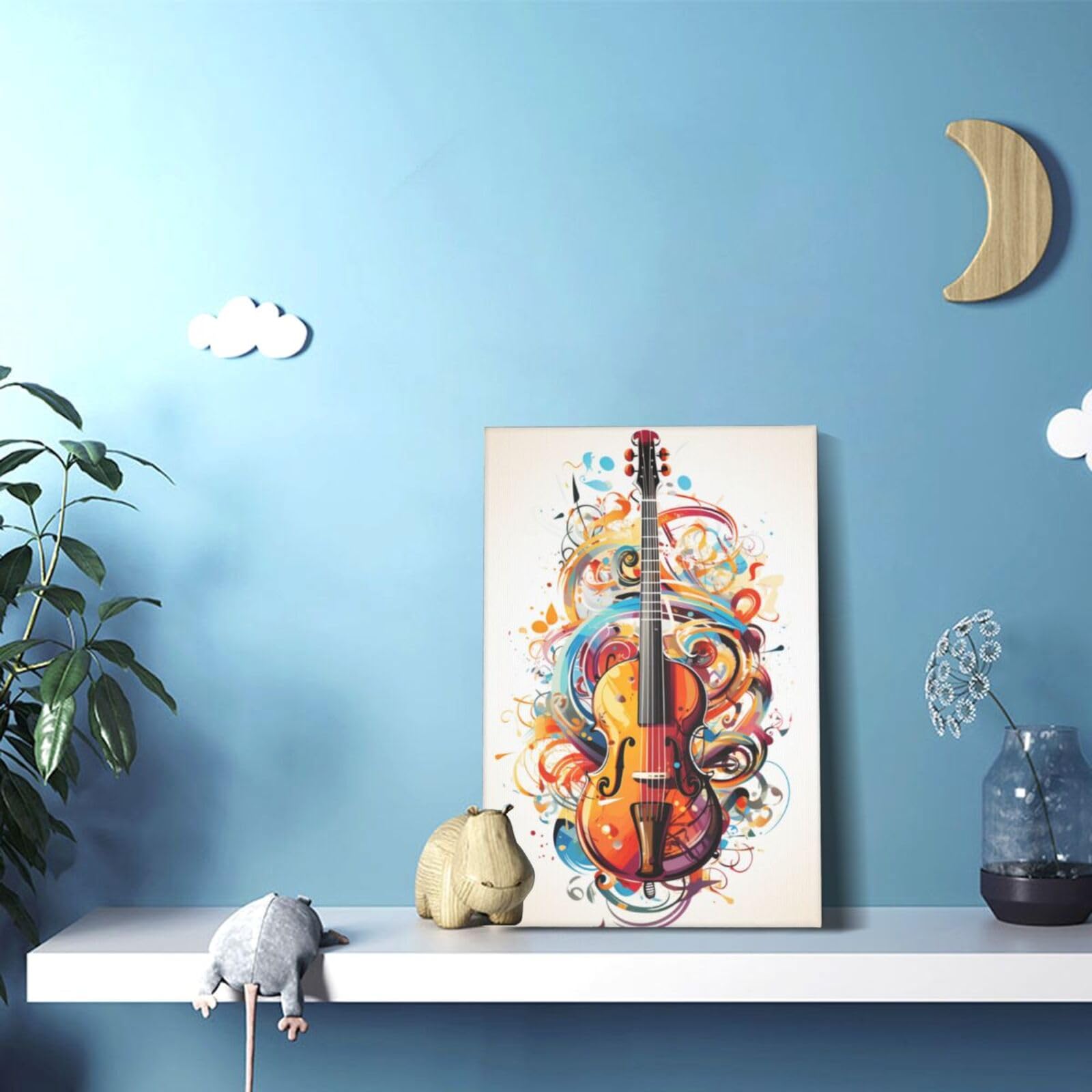 Amazon.com: MA6GE8DE Canvas Frameless Painting Colorful Violin